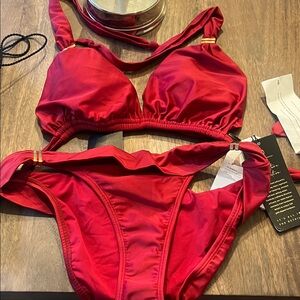 Vix Maroon Bikini Top and Bottom (Large)